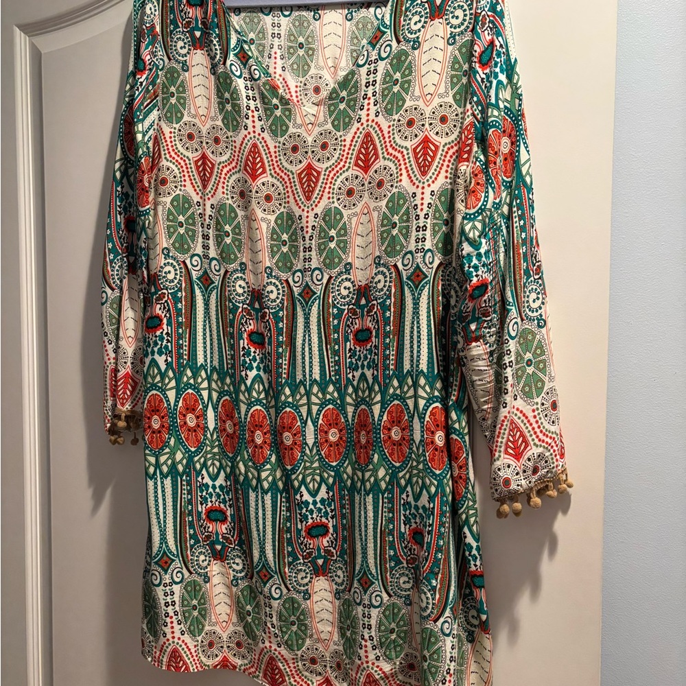 SHEIN Multicolor Boho Long Sleeve Dress